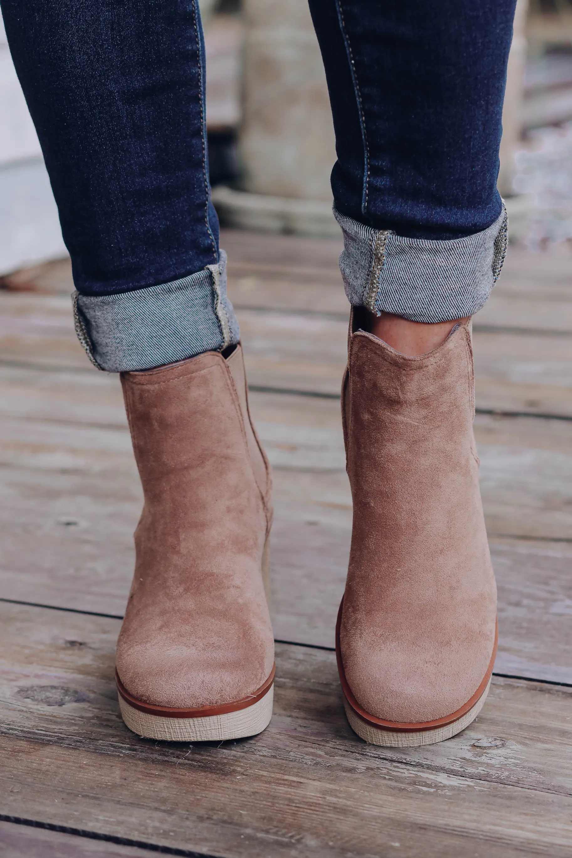 Cara Lug Ankle Booties - Taupe