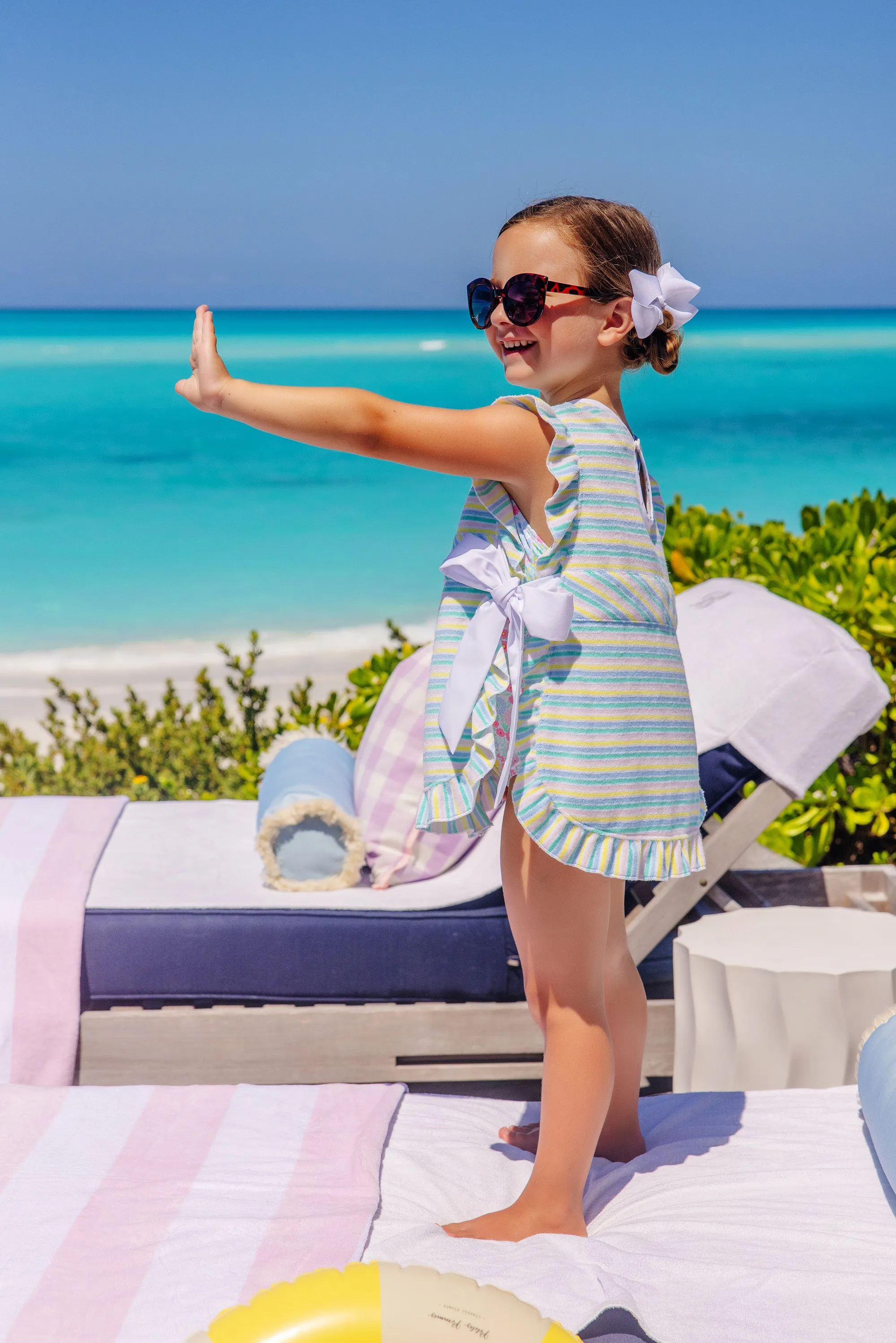 Carolina Cover Up - Siesta Key Stripe (Pink) with Worth Avenue White