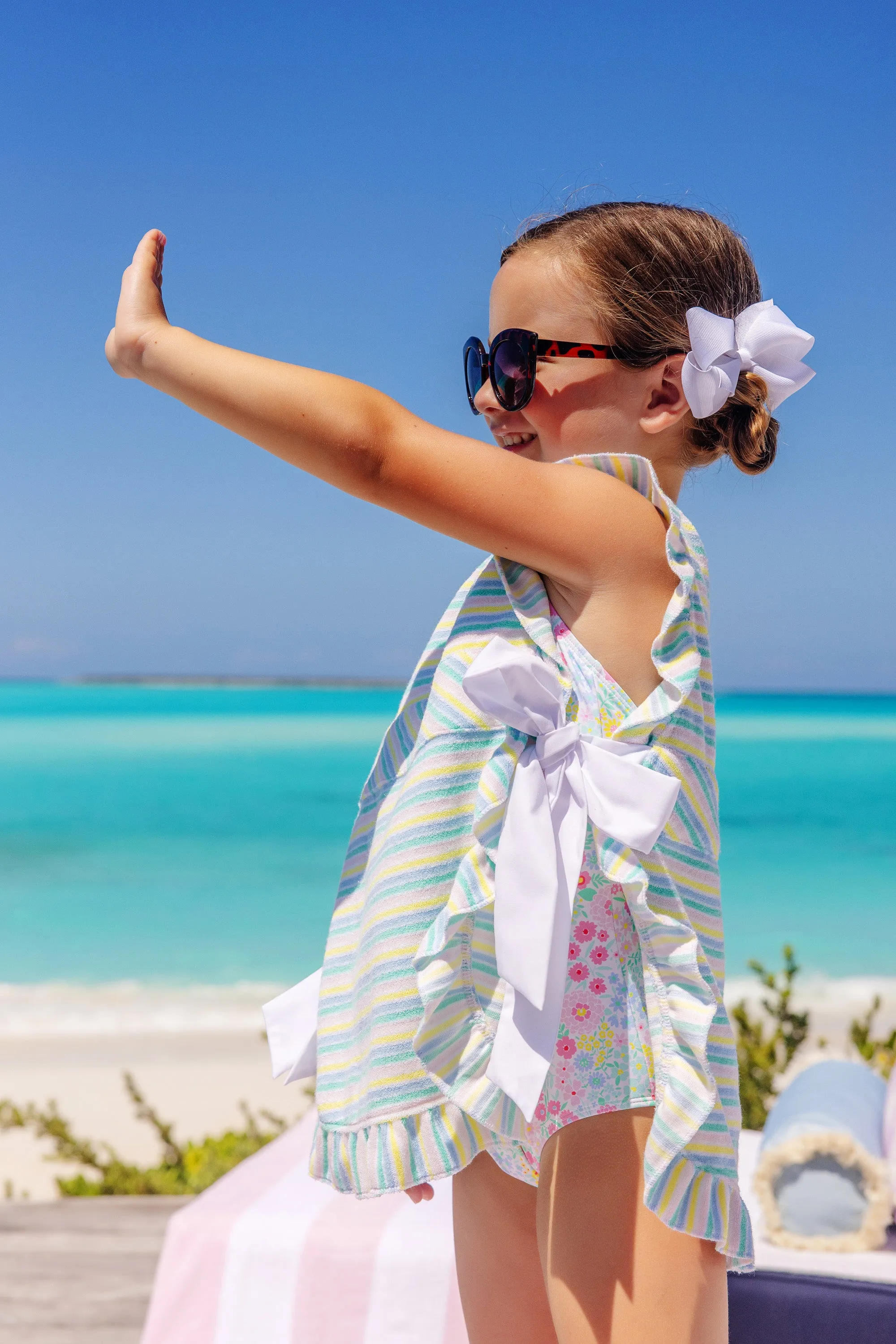 Carolina Cover Up - Siesta Key Stripe (Pink) with Worth Avenue White