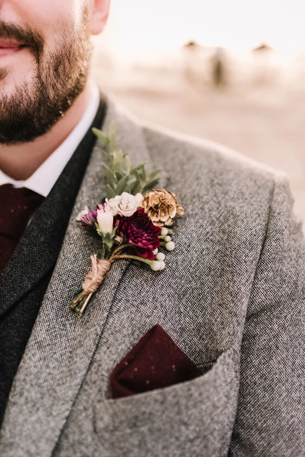 Carter Tweed Burgundy Red Pocket Square