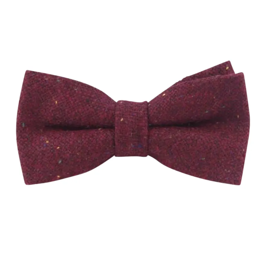 Carter Tweed Wool Burgundy Red Bow Tie