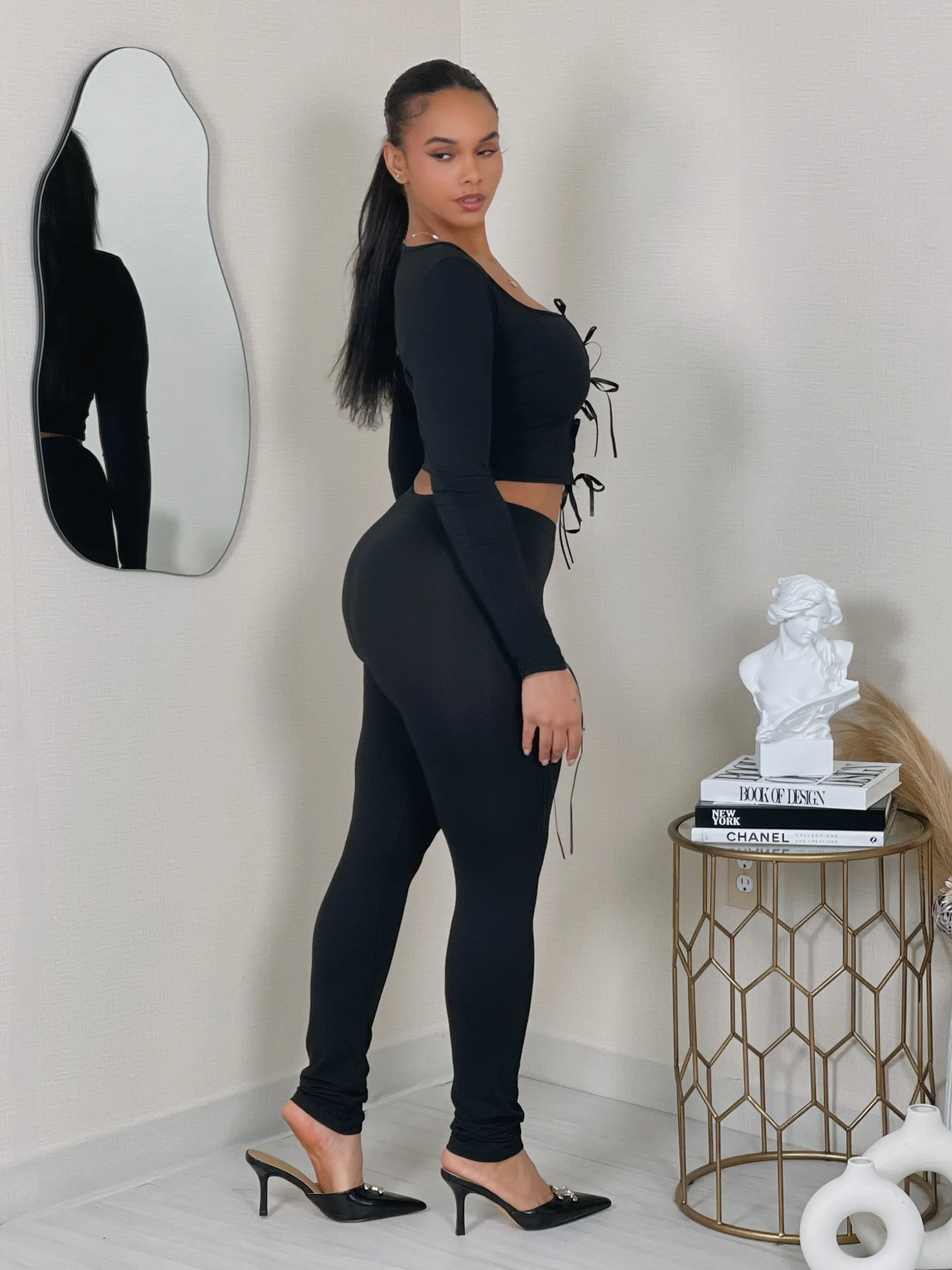 CAY1407P - LS TIES TOP & PANT SET