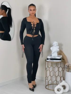 CAY1407P - LS TIES TOP & PANT SET