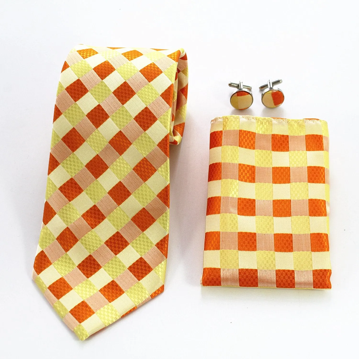 Celino Multi Color Silk Necktie with Cufflinks & Pocket Square for Men