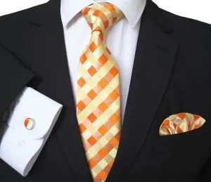 Celino Multi Color Silk Necktie with Cufflinks & Pocket Square for Men
