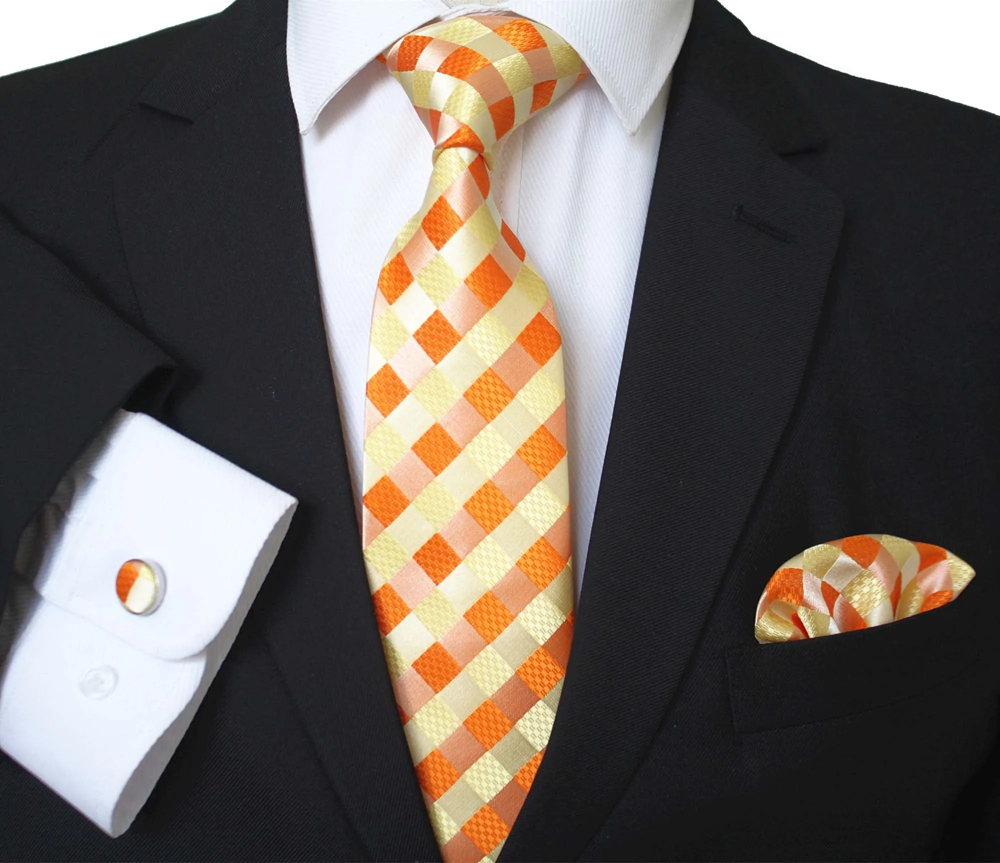 Celino Multi Color Silk Necktie with Cufflinks & Pocket Square for Men
