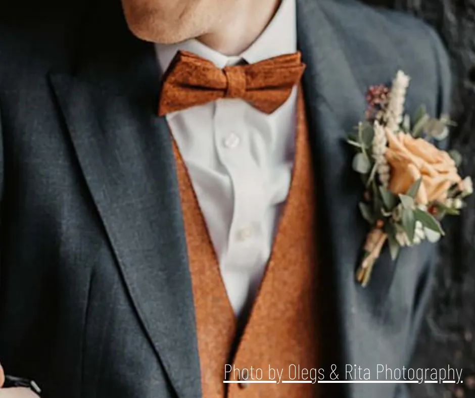 Charlie Boys Rust Burnt Orange Wool Bow Tie