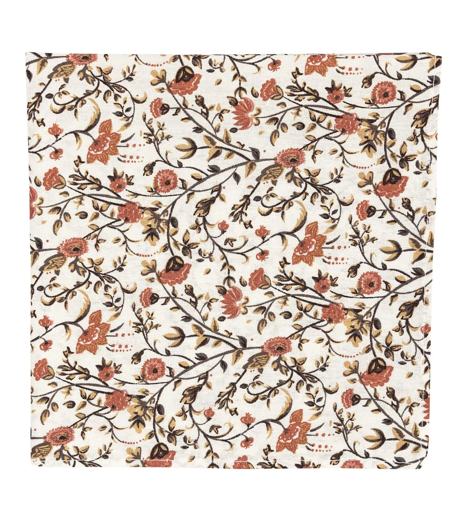 Charlie Rusty Burnt Orange Wool Bow Tie and Otto Cream & Green Floral Print Pocket Square Set
