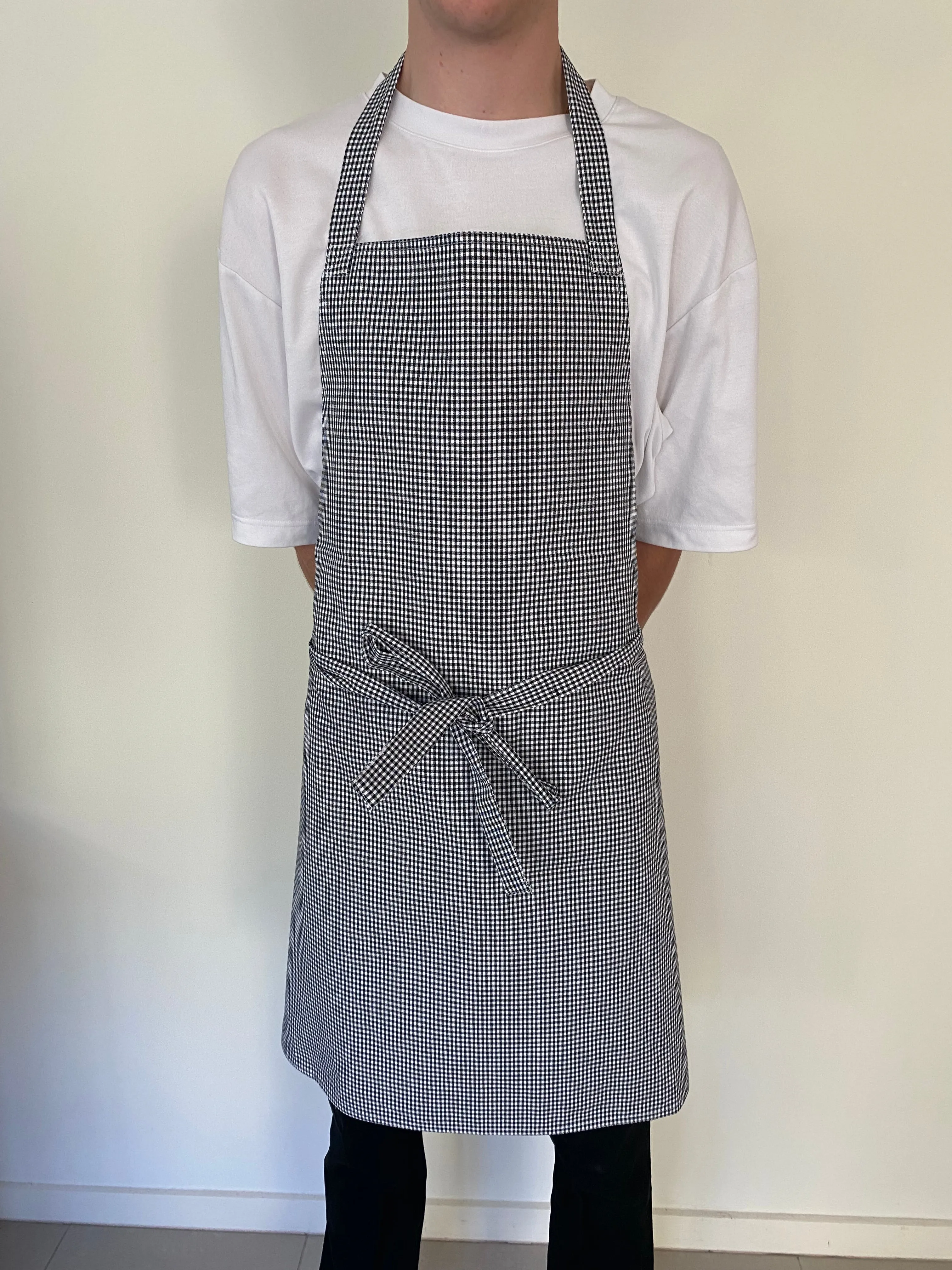 Checked chef bib apron