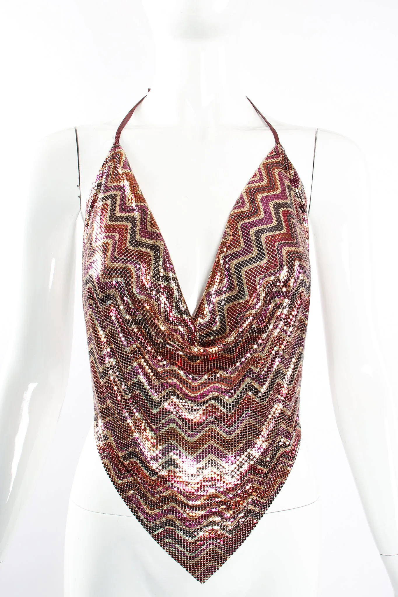Chevron Stripe Mesh Halter Top