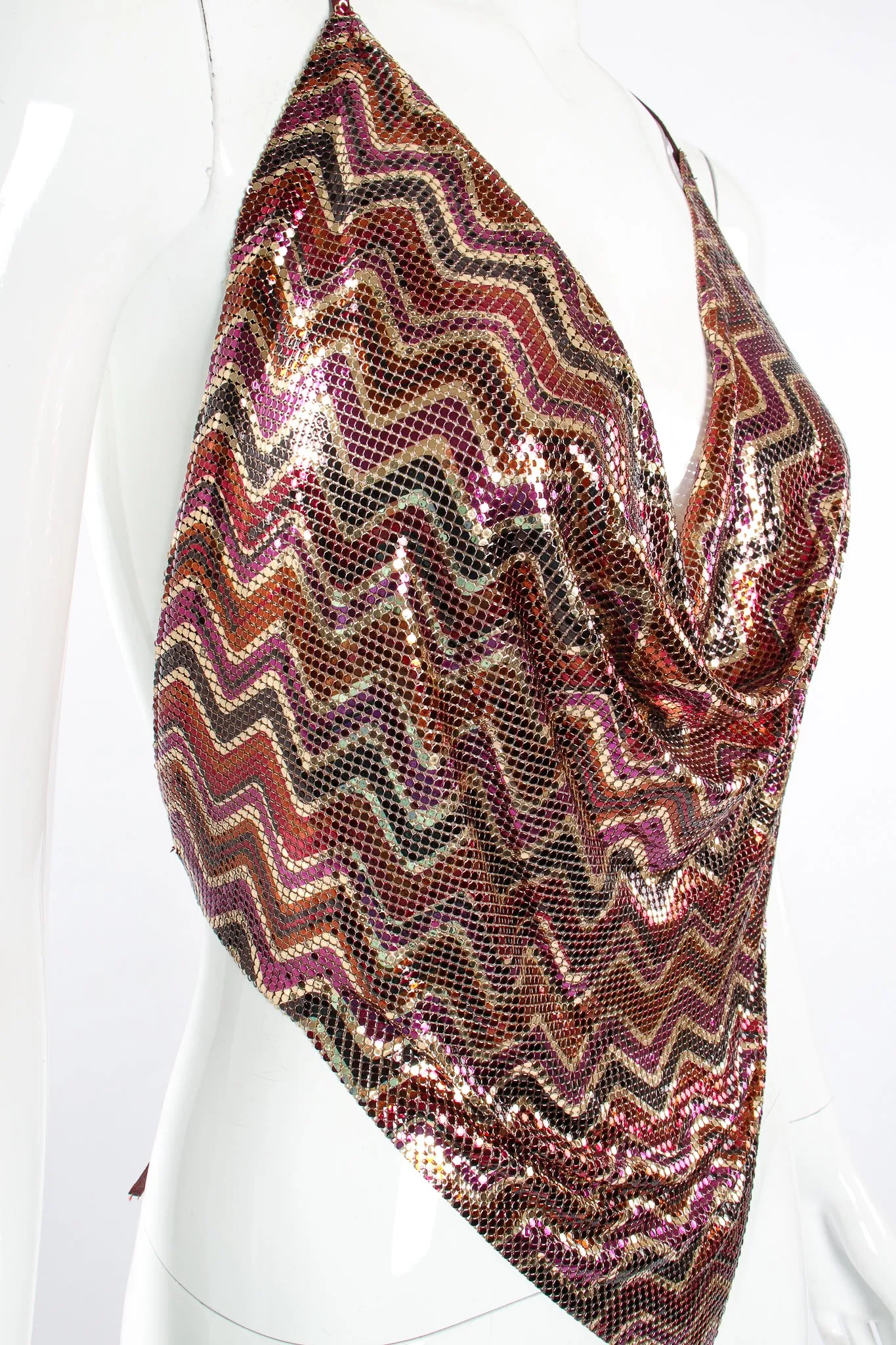 Chevron Stripe Mesh Halter Top