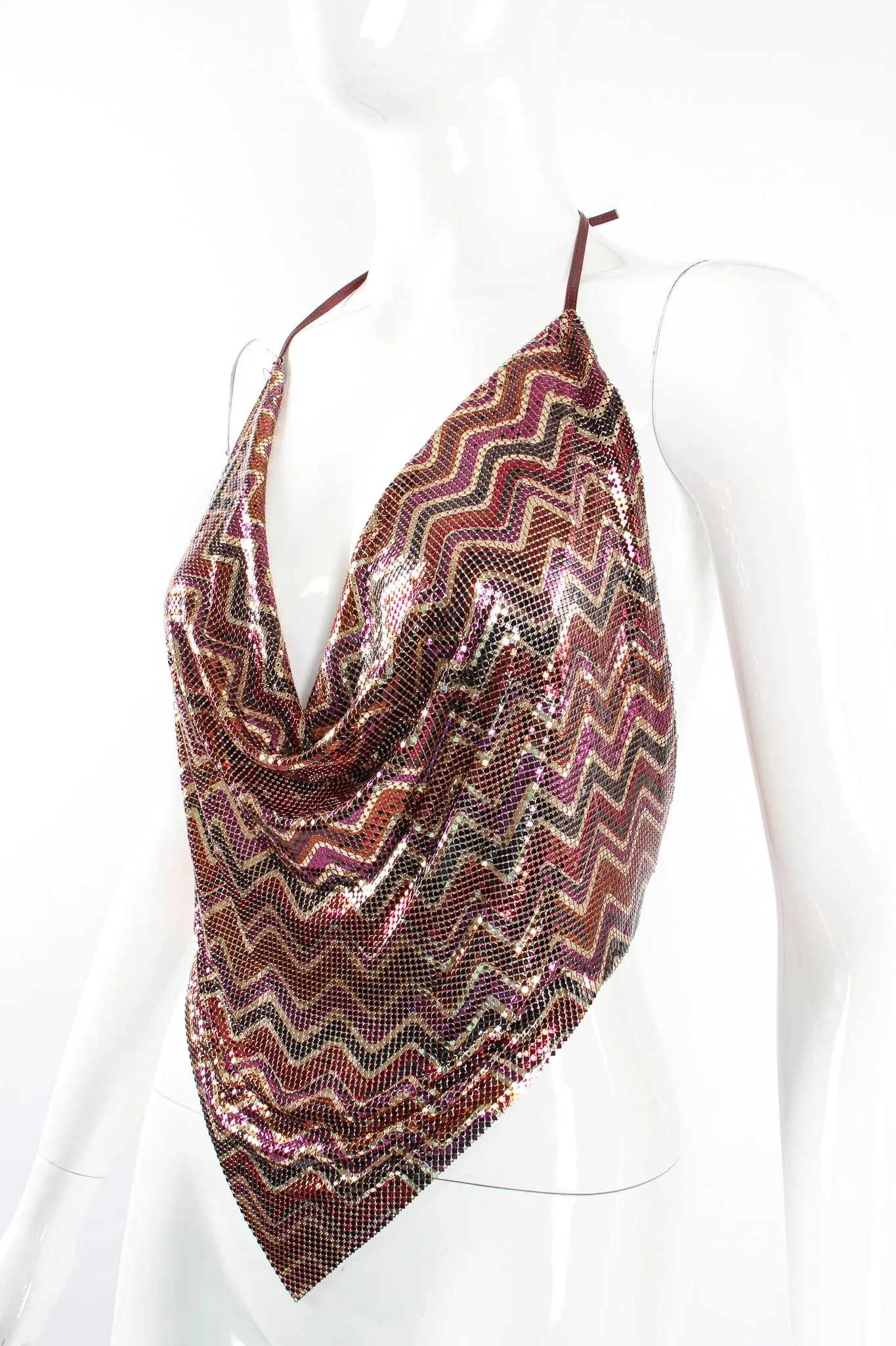 Chevron Stripe Mesh Halter Top