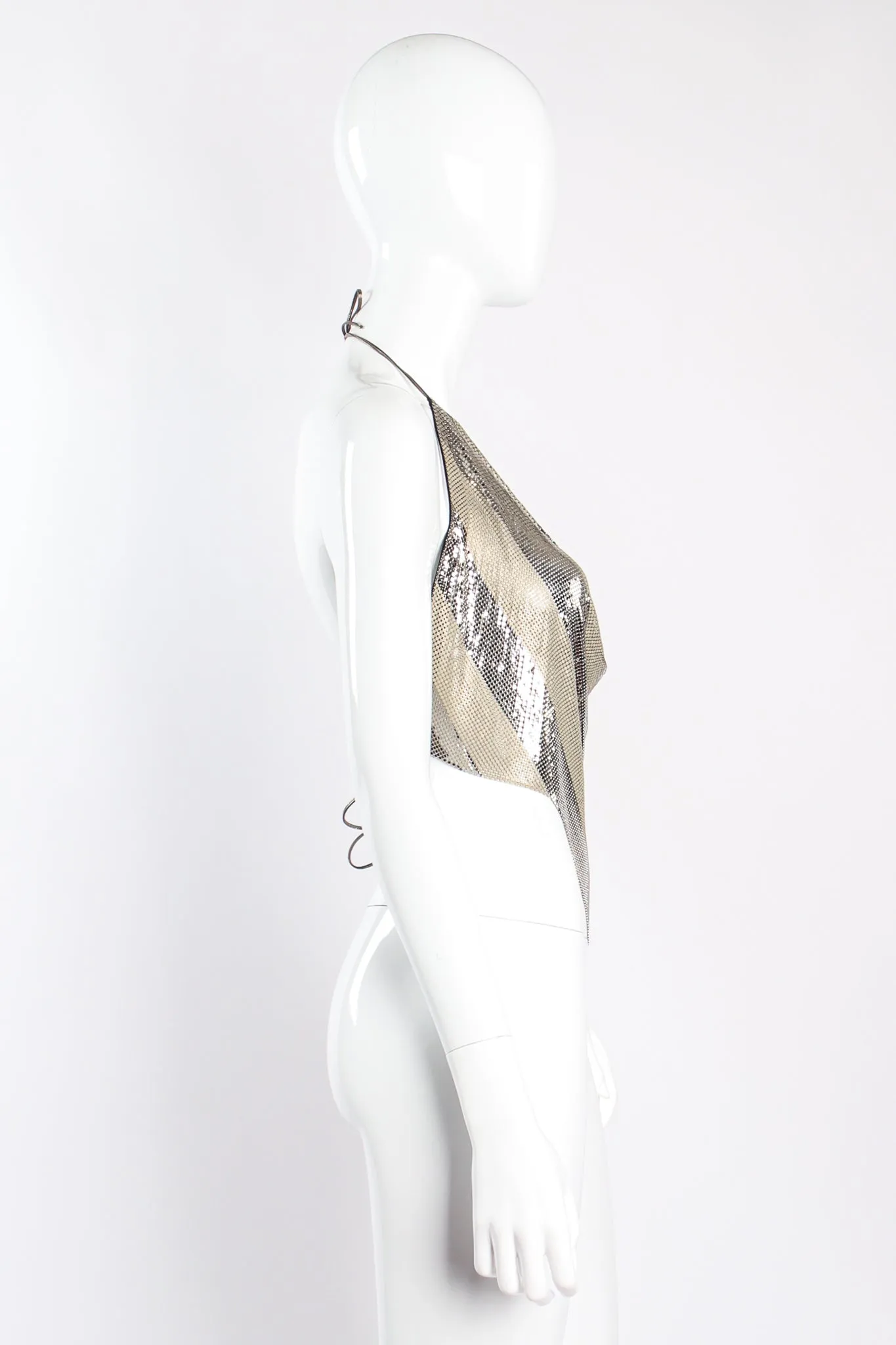 Chevron Stripe Pointed Metal Mesh Halter
