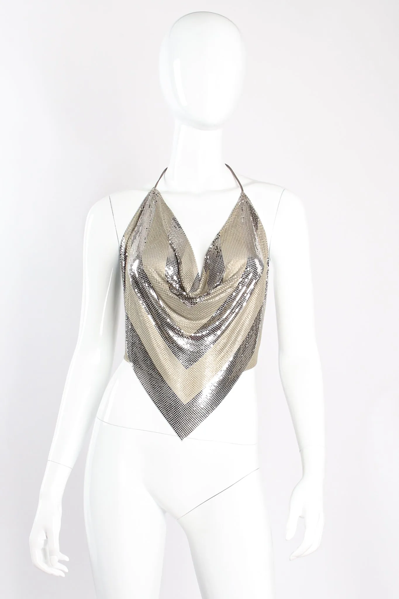 Chevron Stripe Pointed Metal Mesh Halter
