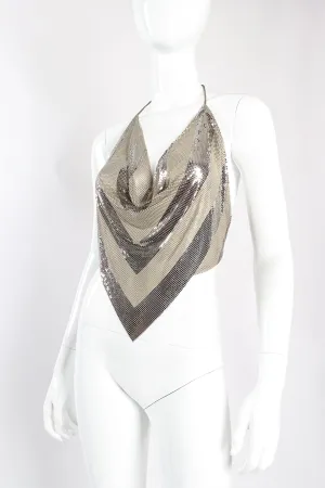Chevron Stripe Pointed Metal Mesh Halter