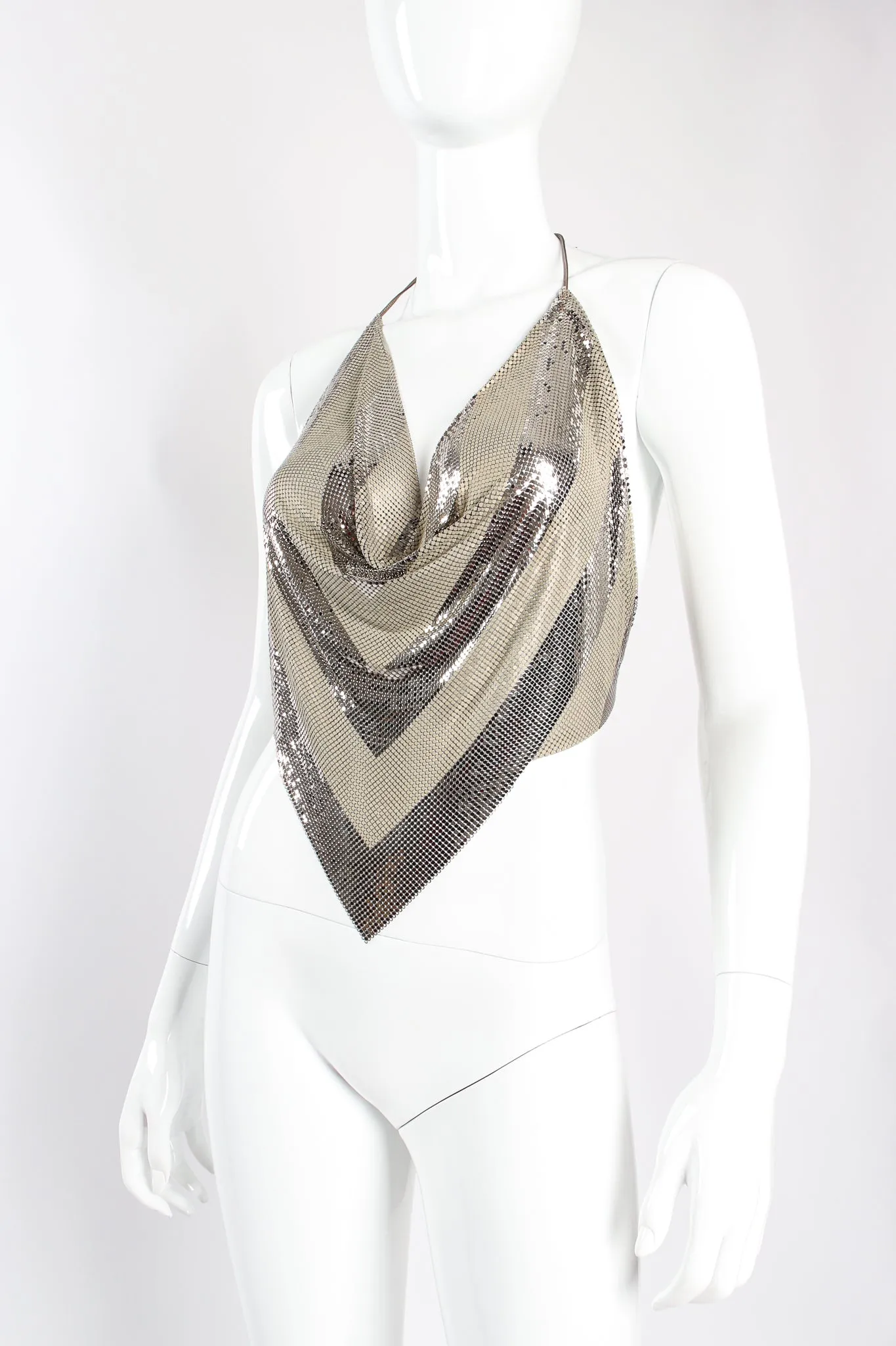 Chevron Stripe Pointed Metal Mesh Halter