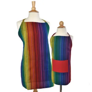 Child & Adult Matching Hand Woven Bib Aprons | Rainbow Stripe