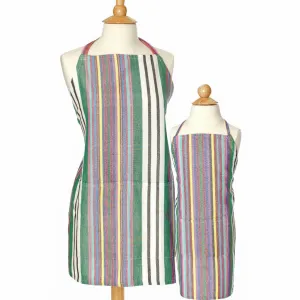 Child & Adult Matching Hand Woven Bib Aprons | Soft Multi Stripes