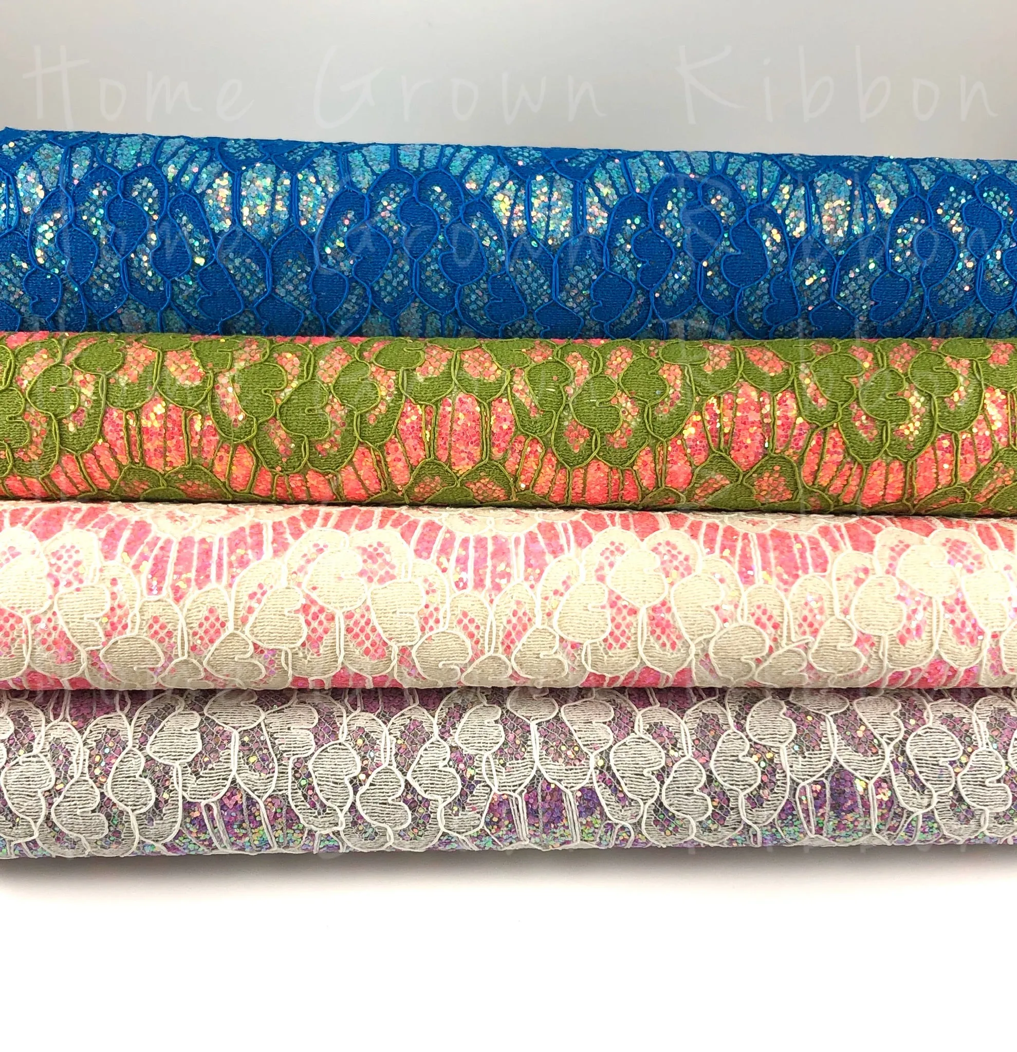 Chunky Glitter and Lace Fabric Sheet