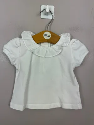 Confiture white ruffle neck jersey top 3-6m