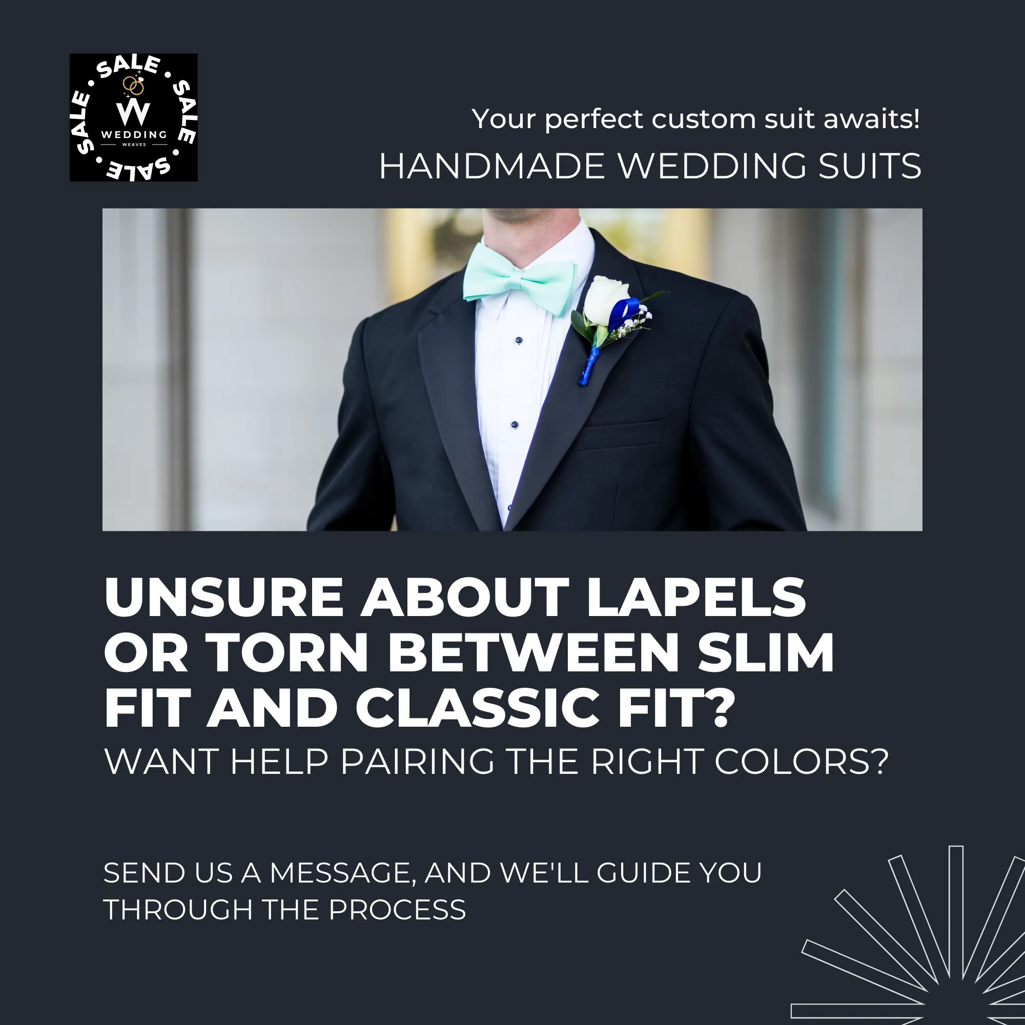 Custom Black Three-Piece Suit for Men - White Striped Wedding & Engagement Attire