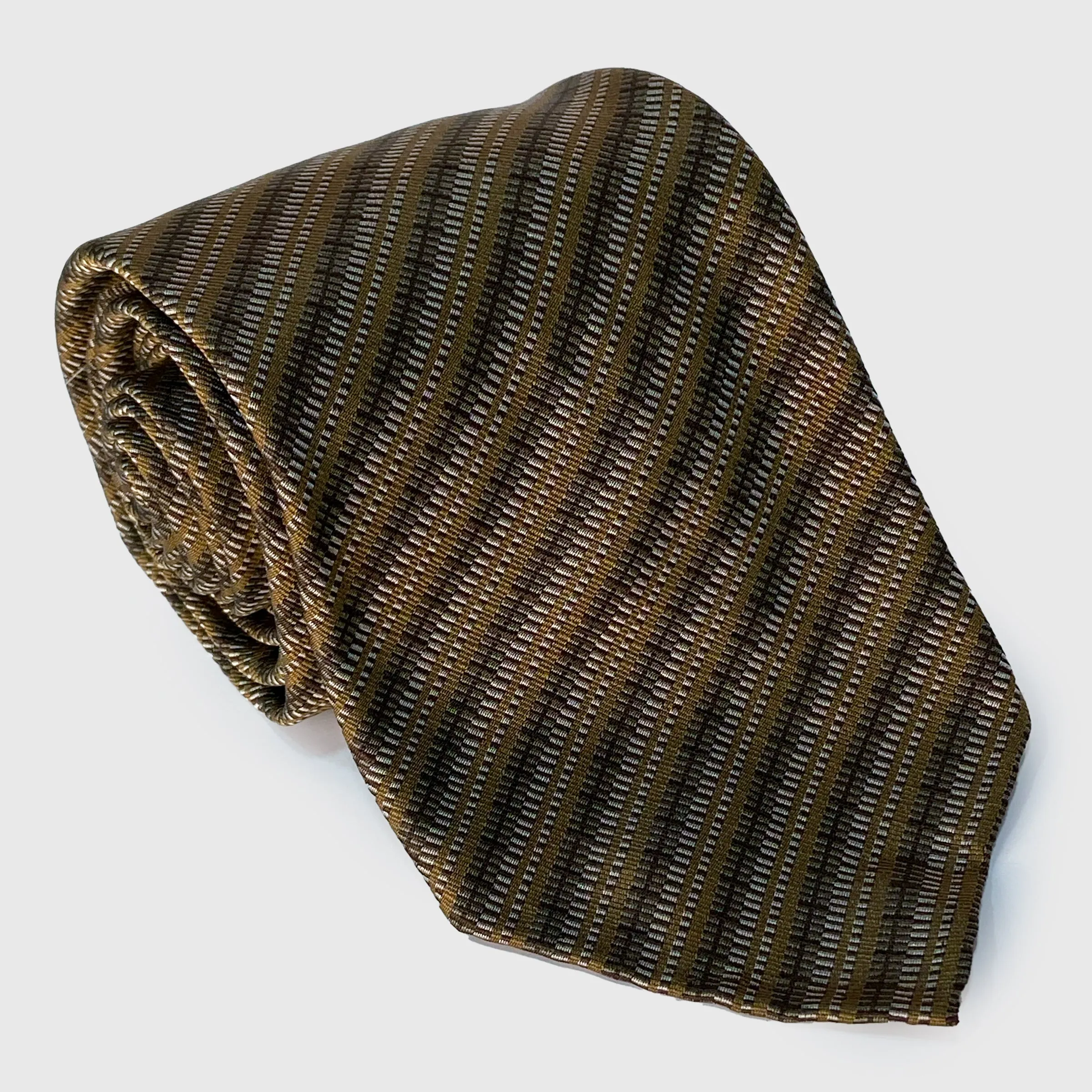 Dark Brown and Light Brown Woven Striped Tie