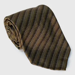 Dark Brown and Light Brown Woven Striped Tie