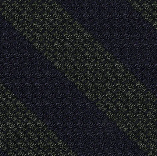 Dark Olive Green & Midnight Blue Grenadine Grossa Wide Stripe Silk Bow Tie #GGBSBT-8