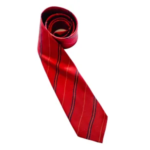 Dark Red Striped Silk Tie