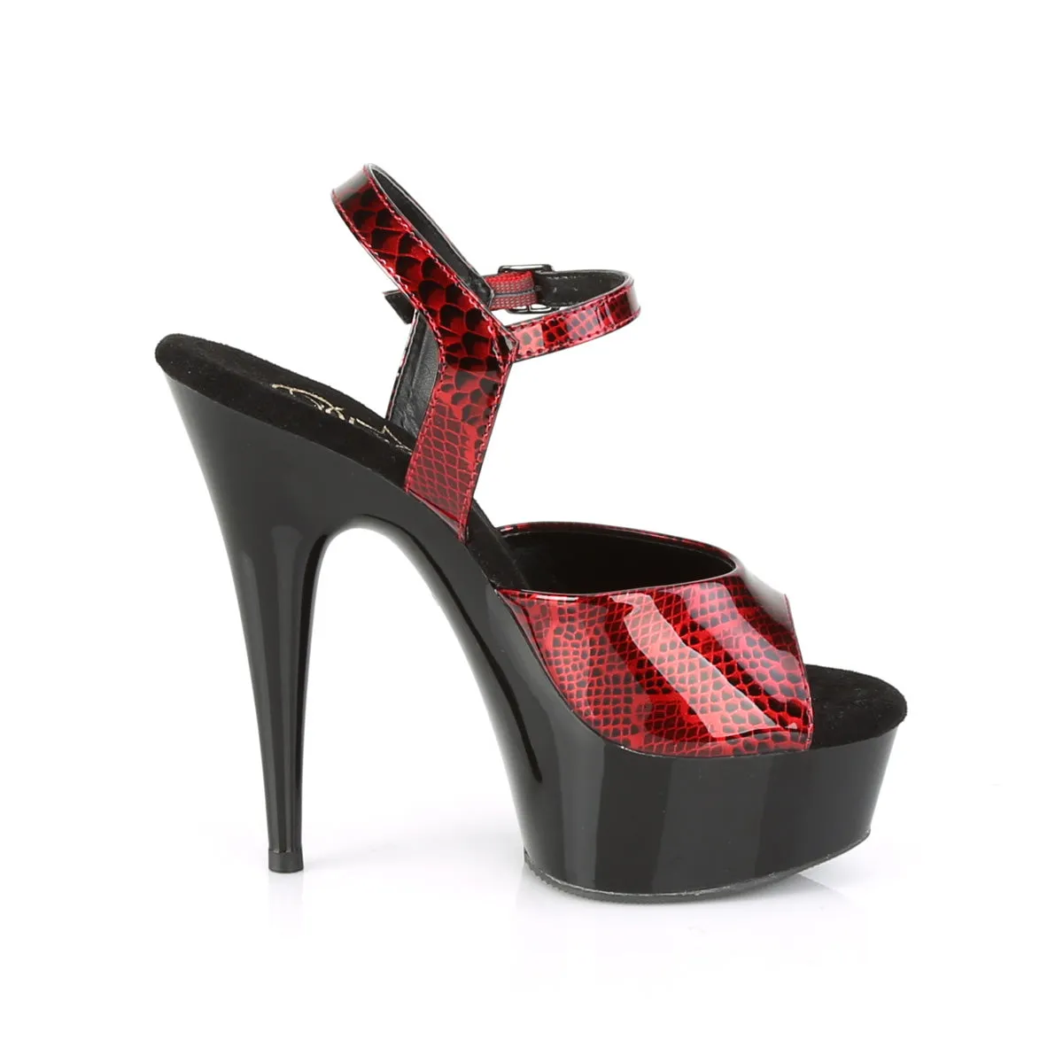 DELIGHT-609SP  Red Snake Print Patent/Black