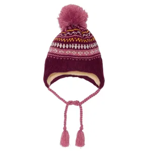 Deux par Deux E10ZF01 Earflap Knit Hat (Burgundy/White/Yellow)