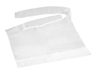 Disposable Waterproof Plastic White Bib, 16" x 24" (case of 500)