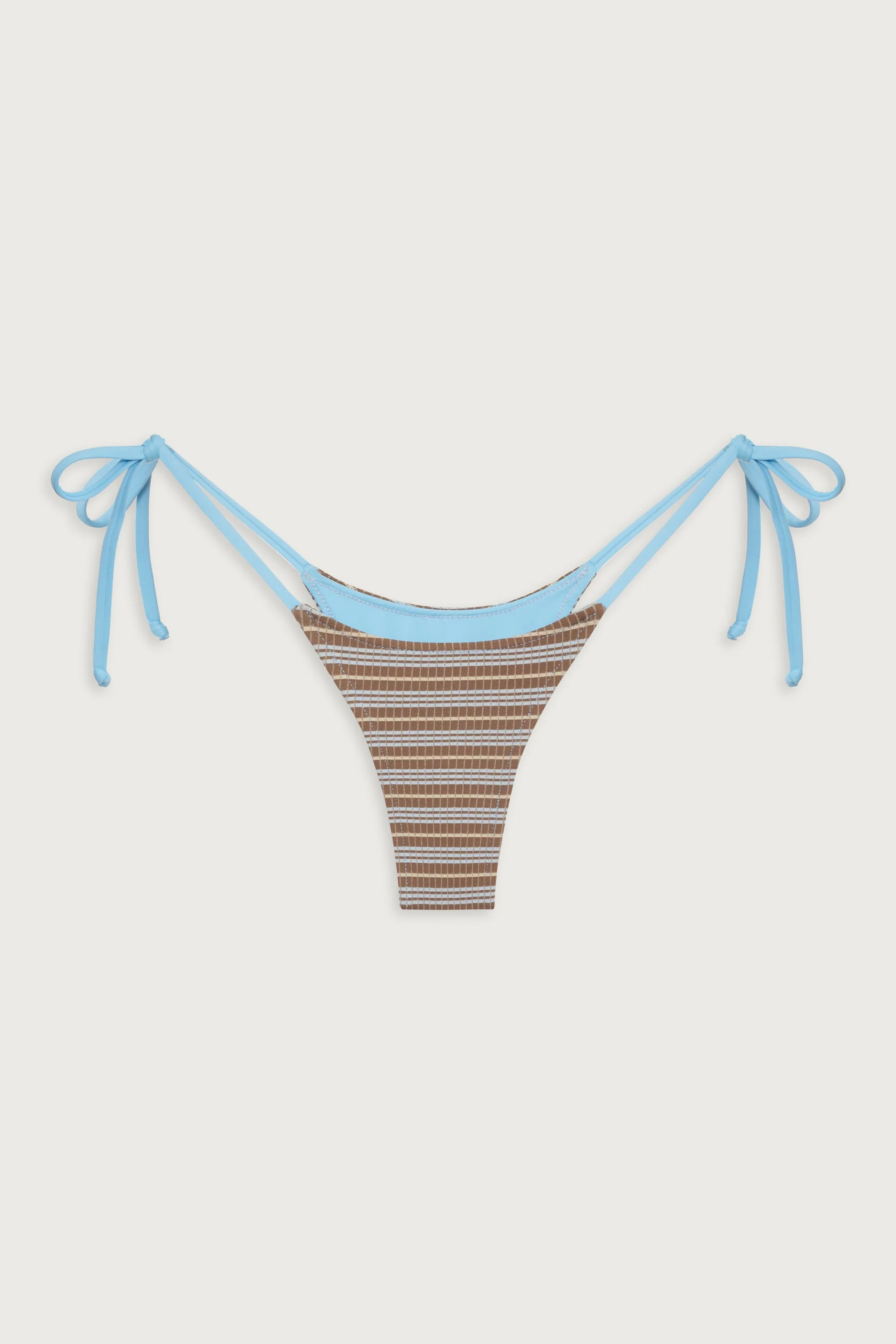 Divine Striped Skimpy Bikini Bottom - Ocean Stone