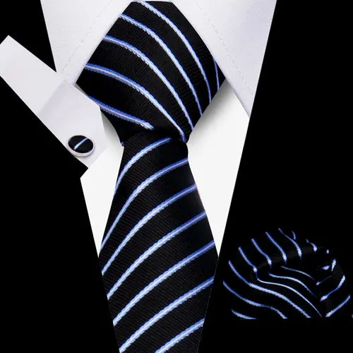 Elegant Ties For Men Gift Fashion Men Tie Set Striped Luxury Necktie