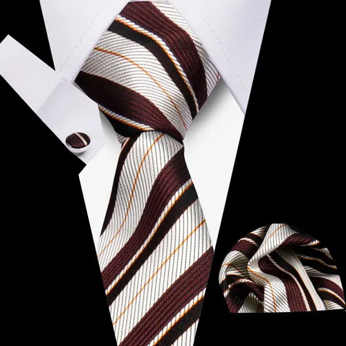 Elegant Ties For Men Gift Fashion Men Tie Set Striped Luxury Necktie