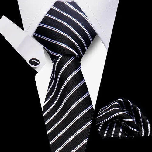Elegant Ties For Men Gift Fashion Men Tie Set Striped Luxury Necktie