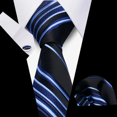 Elegant Ties For Men Gift Fashion Men Tie Set Striped Luxury Necktie