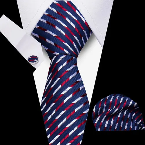 Elegant Ties For Men Gift Fashion Men Tie Set Striped Luxury Necktie