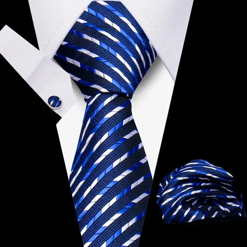 Elegant Ties For Men Gift Fashion Men Tie Set Striped Luxury Necktie