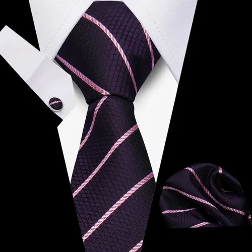 Elegant Ties For Men Gift Fashion Men Tie Set Striped Luxury Necktie