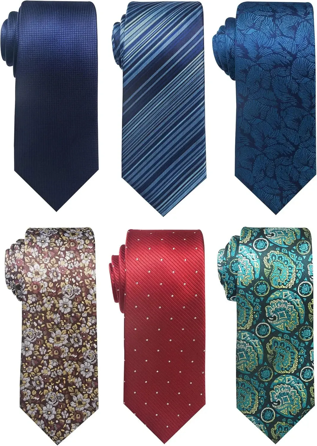 Elegant Woven Jacquard Necktie Set for Men - 6 PCS