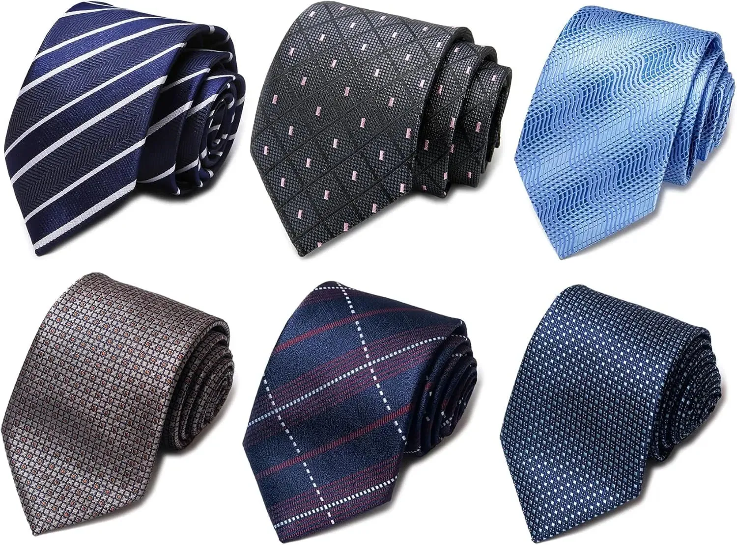 Elegant Woven Jacquard Necktie Set for Men - 6 PCS