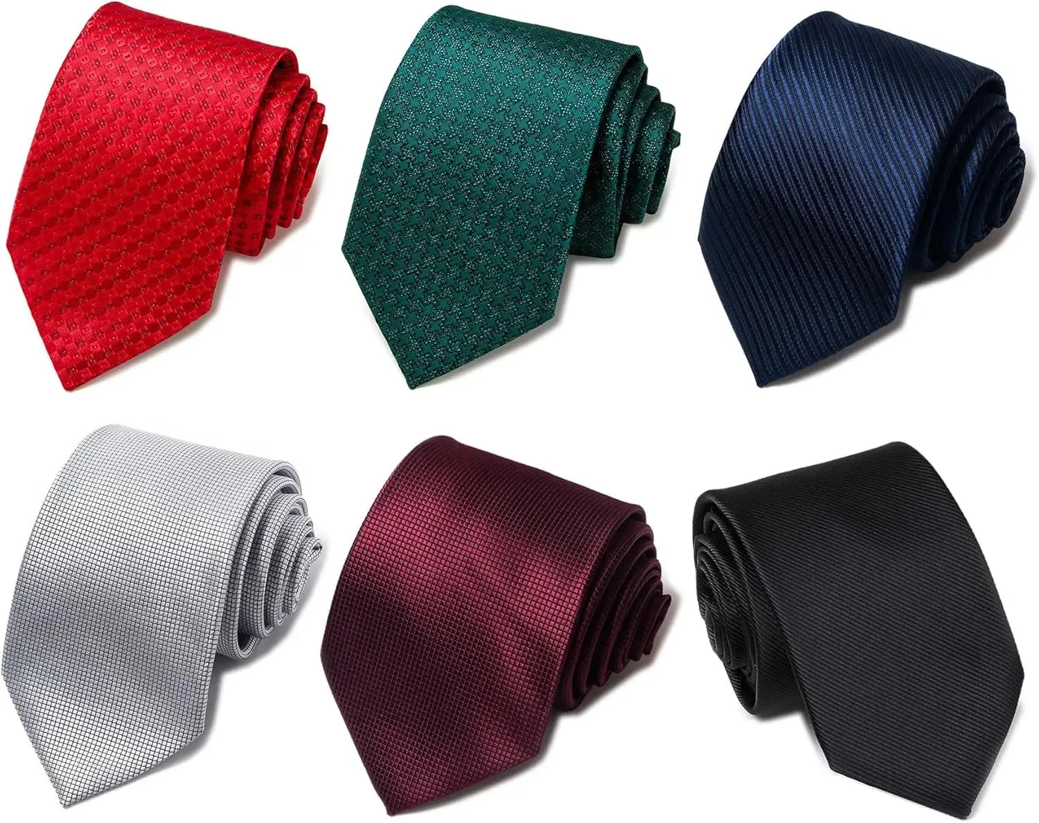 Elegant Woven Jacquard Necktie Set for Men - 6 PCS