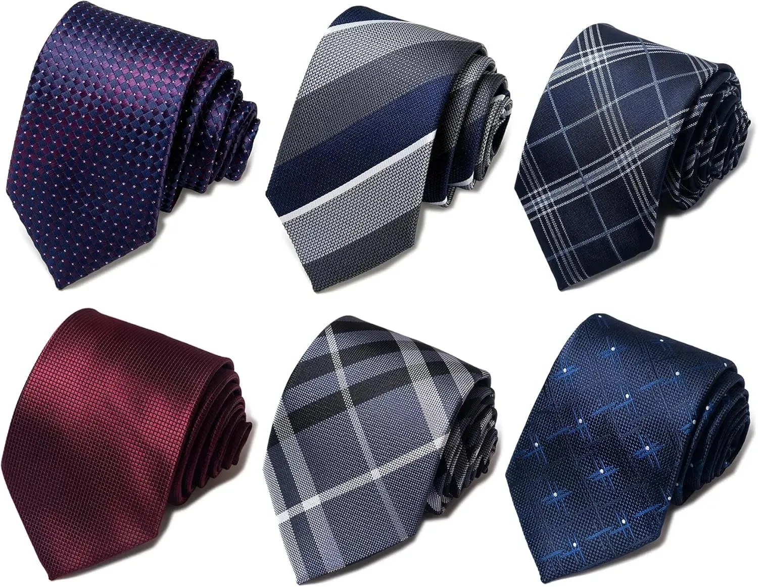 Elegant Woven Jacquard Necktie Set for Men - 6 PCS