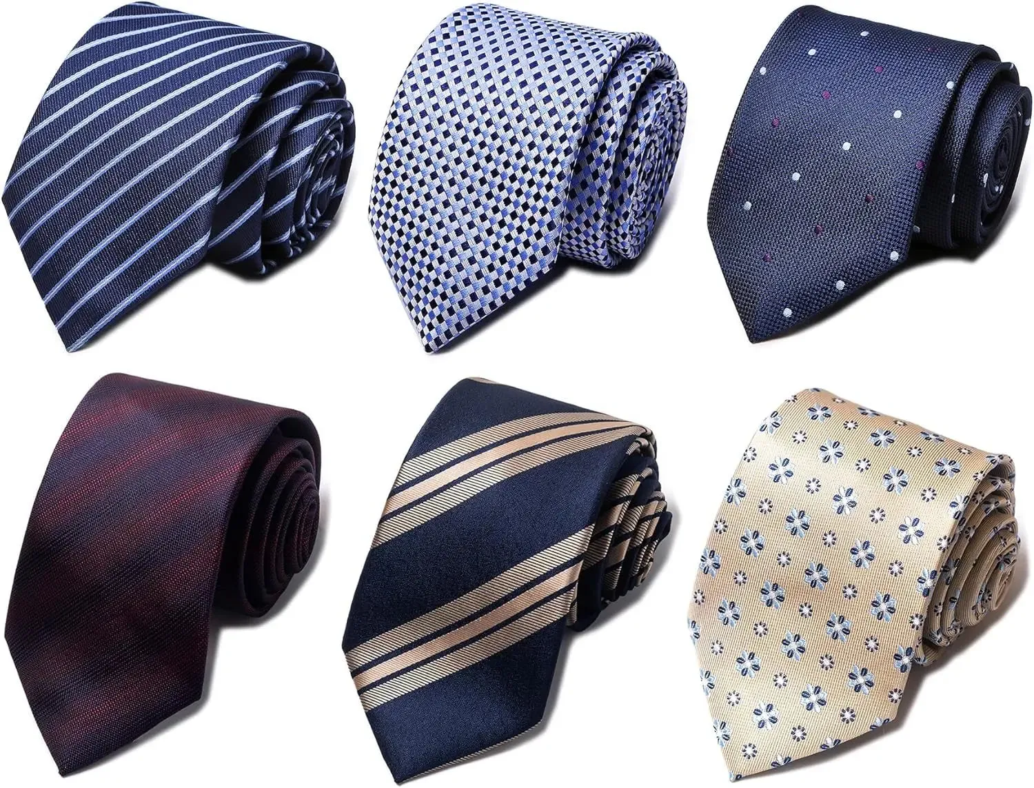 Elegant Woven Jacquard Necktie Set for Men - 6 PCS