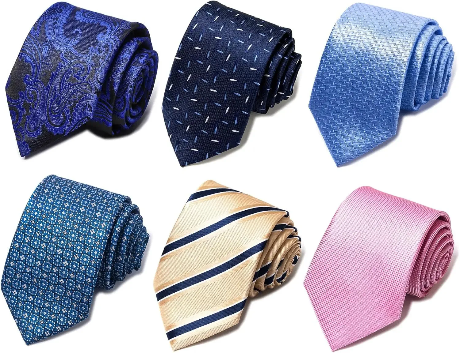 Elegant Woven Jacquard Necktie Set for Men - 6 PCS