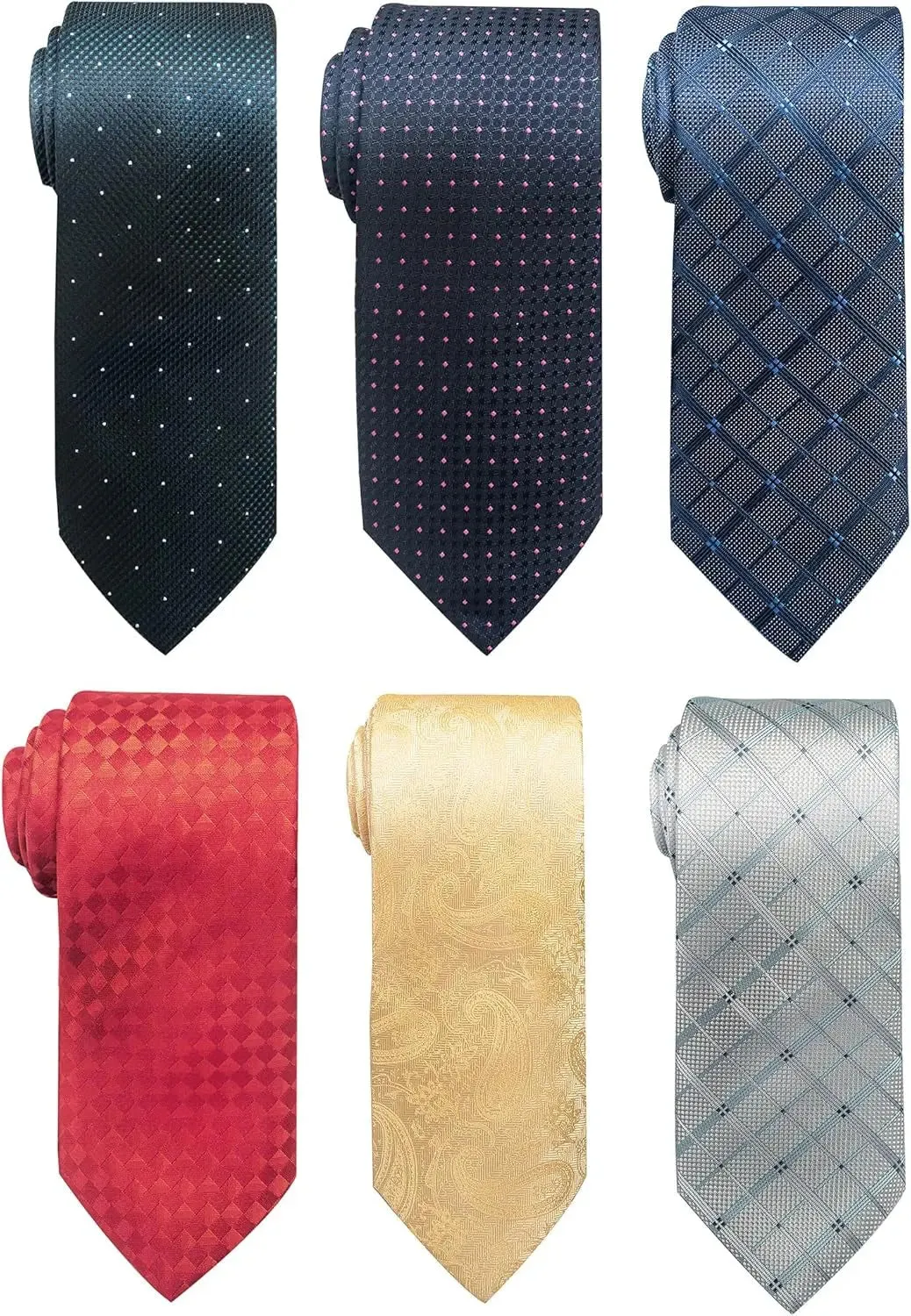 Elegant Woven Jacquard Necktie Set for Men - 6 PCS