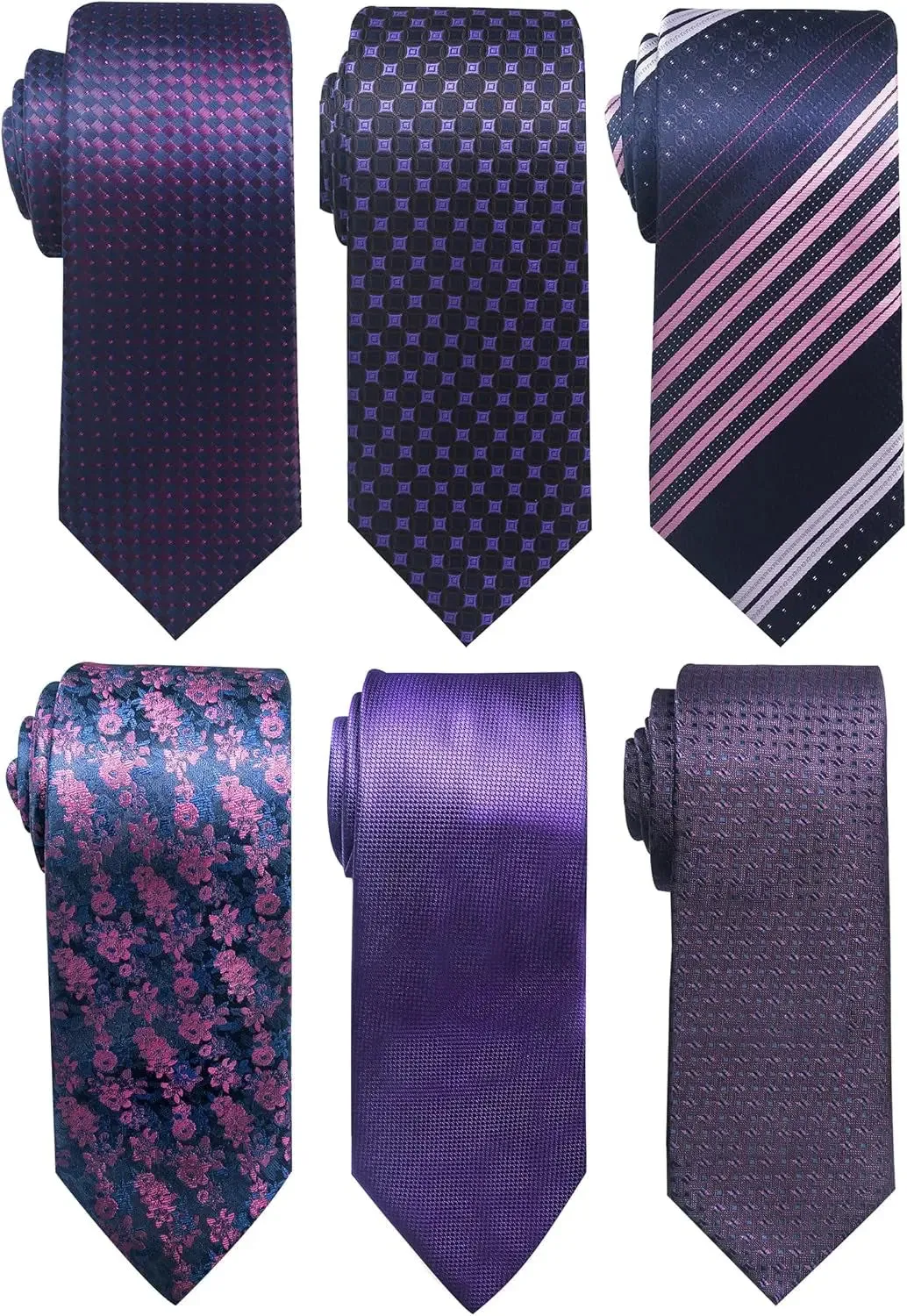 Elegant Woven Jacquard Necktie Set for Men - 6 PCS