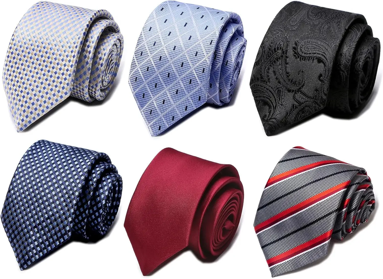 Elegant Woven Jacquard Necktie Set for Men - 6 PCS