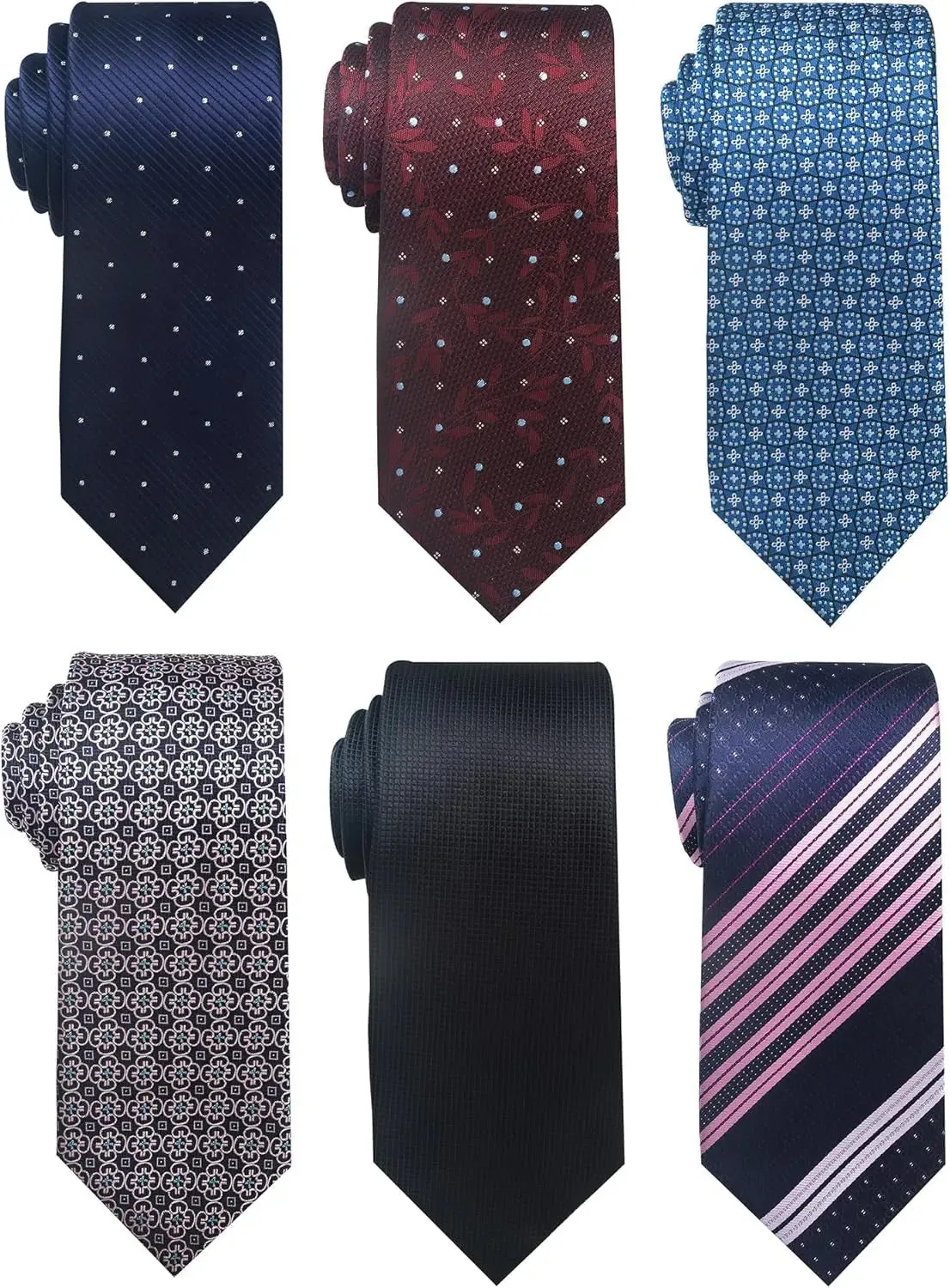 Elegant Woven Jacquard Necktie Set for Men - 6 PCS